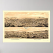 Los Angeles, panoramische Karte CAs - 1877 Plakatdrucke