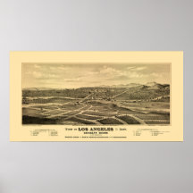 Los Angeles, panoramische Karte CAs - 1877 Posterdrucke