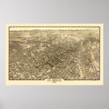 Los Angeles, panoramische Karte CAs - 1909 Plakatdruck