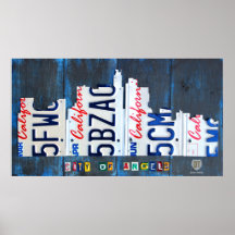 Los Angeles-Skyline-Kfz-Kennzeichen-Kunst Posterdrucke