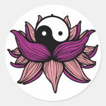 Lotos-Blume und Yin Yang Runder Aufkleber