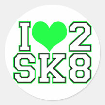 Love2SK8-Black u. Limones Runder Sticker