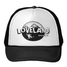 Loveland Colorado Schwarz-weißer Snowboarderhut Retrokappen