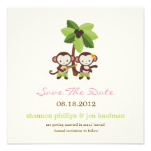 Luau Monkeys Save the Date Mitteilung Einladungen