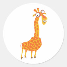 Lustige Giraffe Runder Sticker