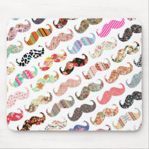 Lustige Girly bunte Muster-Schnurrbärte Mauspads