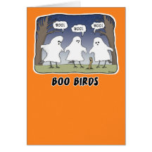Lustige Halloween-Karte: Boo-Vögel