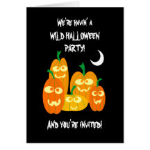 Lustige Halloween-Kürbis-Party Einladungs-Schablon Grußkarte