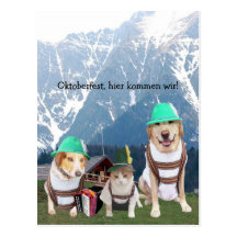 Lustige Haustiere Oktoberfest Postkarten