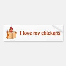 Lustige Huhn-Lesebuch-Cartoon-Henne Autosticker