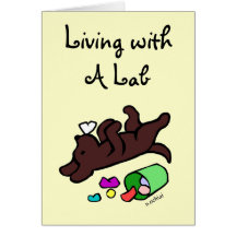 Lustige Schokoladen-Labrador-Cartoon-Illustration Grußkarte