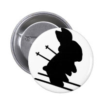lustige Skifahrerhäschenikone Anstecknadelbuttons
