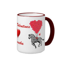 Lustige Zebra- u. Liebeherz Valentines Tee Tassen
