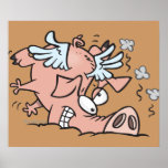 lustiger Bruchlandungs-Fliegenschwein-Cartoon Plakatdrucke