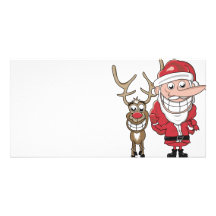 Lustiger Cartoon Sankt und Rudolph Photokarten