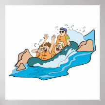 lustiger Familie WhitewaterflößenCartoon Plakate