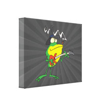 lustiger Frosch, der Bass-Gitarre Froggy-Cartoon s Gespannte Galeriedrucke