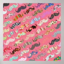 Lustiger Girly bunter rosa Azteke kopiert Schnurrb Poster