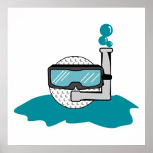 lustiger Golfball mit Snorkel Plakatdrucke