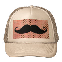 Lustiger Schnurrbart auf niedlichem rosa Polka-Pun Baseball Kappe