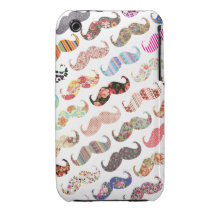 Lustiges buntes Schnurrbart Muster iPhone 3 Hülle