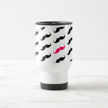 Lustiges Girly rosa und schwarzes Schnurrbart-Must Kaffee Haferl