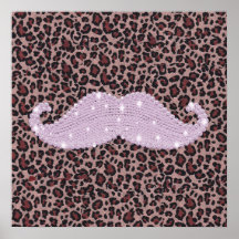 Lustiges rosa Bling Schnurrbart-und Tier-Druck-Mus Plakate
