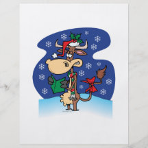 lustiges Weihnachtscaroling Kuh-Cartoon Flyer