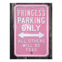 Lustiges Zeichen Prinzessin Parking Only Kunstfotos