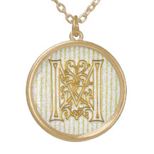 M-Anfangsmonogramm-"Goldpin-Streifen-" Halskette