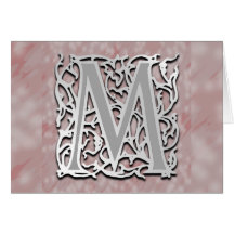 M Monogram "Silver Stone" Note Card Greeting Card