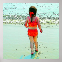 Mädchen am Strand Plakat
