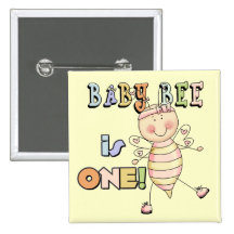 Mädchen-Baby-Bienen-1. Geburtstags-T-Shirts und Ge Anstecknadel