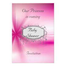 Mädchen-Baby-Duschen-Party-Rosa-Silber-Einladung
