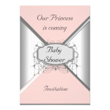 Mädchen-Baby-Duschen-Party-Rosa-Silber-Einladung