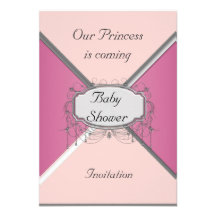 Mädchen-Baby-Duschen-Party-Rosa-Silber-Einladung