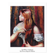 Mädchen beim Kämmen, durch Pierre-Auguste Renoir Postkarten