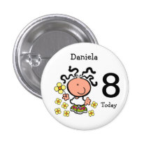 Mädchen-Cartoongeburtstagsname und -alter Knopf Buttons