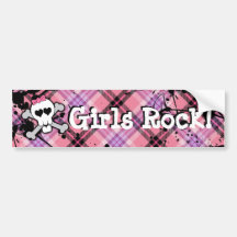 Mädchen-Felsen, rosa Schädel-/Crossbones-Autoaufkl