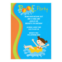 Mädchen-Geburtstags-Pool-Party Einladung