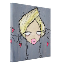"Mädchen-Gespräch" wickelte Leinwand, 12" X12 " ei Galerie Falt Leinwand