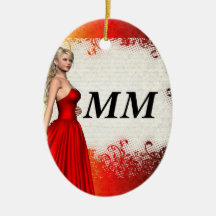 Mädchen im roten Kleid Weihnachtsbaum Ornament