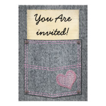 Mädchen-Jeans-Taschen-Party Einladungen