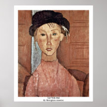 Mädchen mit Hut durch Modigliani Amedeo Posterdruck