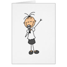 Mädchen mit Mic-Strichmännchen-Karte