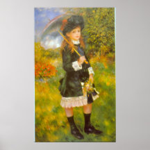 Mädchen mit Sonnenschirm durch Pierre Renoir Plakat