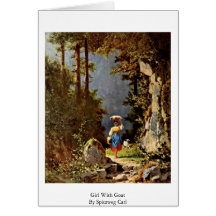 Mädchen mit Ziege durch Spitzweg Karl Grußkarten