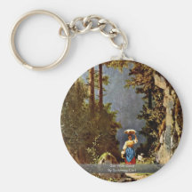 Mädchen mit Ziege durch Spitzweg Karl Schlüsselbänder