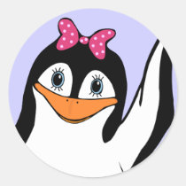 Mädchen-Pinguin-wellenartig bewegender Aufkleber ( aufkleber