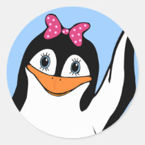 Mädchen-Pinguin-wellenartig bewegender Aufkleber ( aufkleber